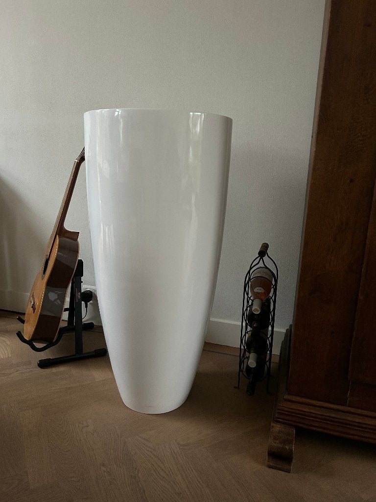 Stijlvol hoge bloempot van hoogglans kunststof, Ophalen, Kunststof, 40 cm of meer, Rond