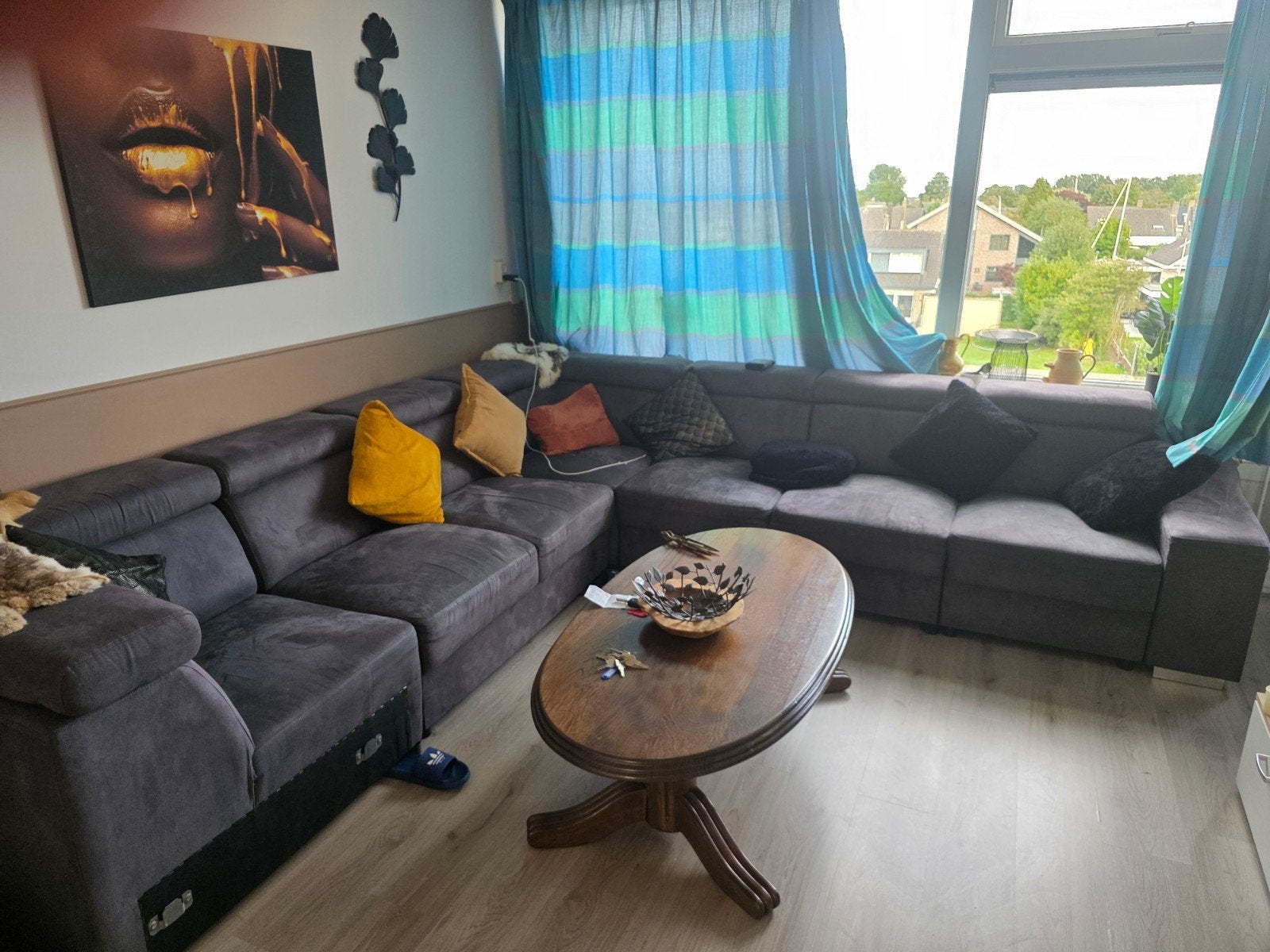 Grote comfortabele hoekbank, Huis en Inrichting, Gebruikt, 100 tot 125 cm, Hoekbank, 300 cm of meer