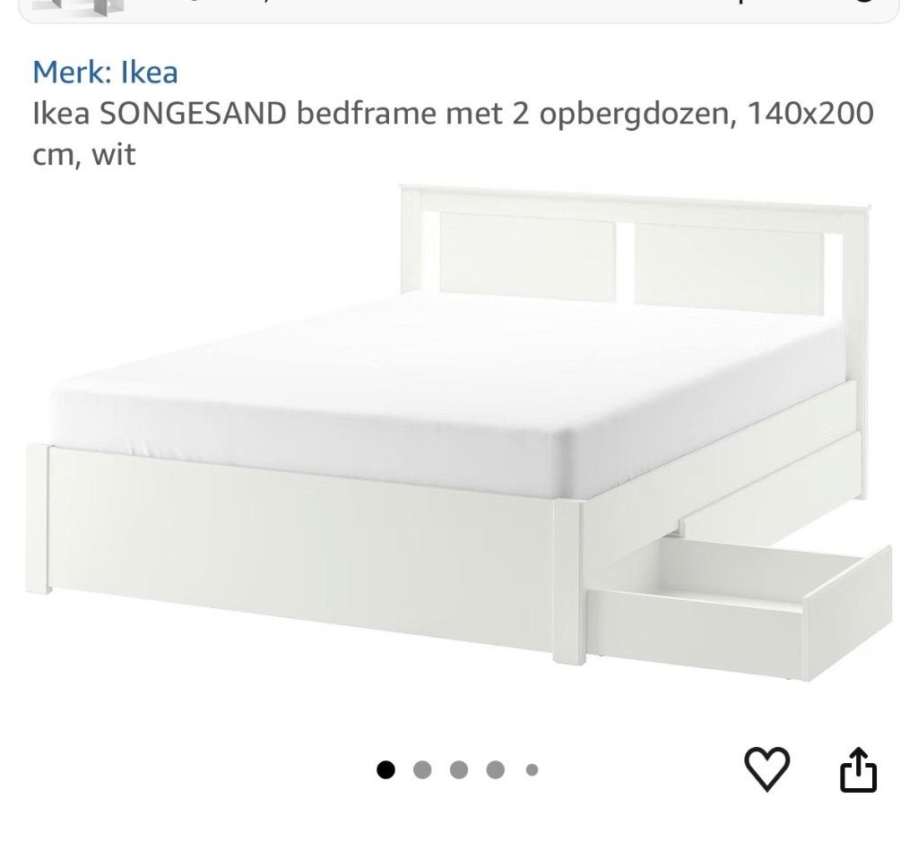ikea songesand bed, lades + mattress, Ophalen, Gebruikt, Wit, Tweepersoons