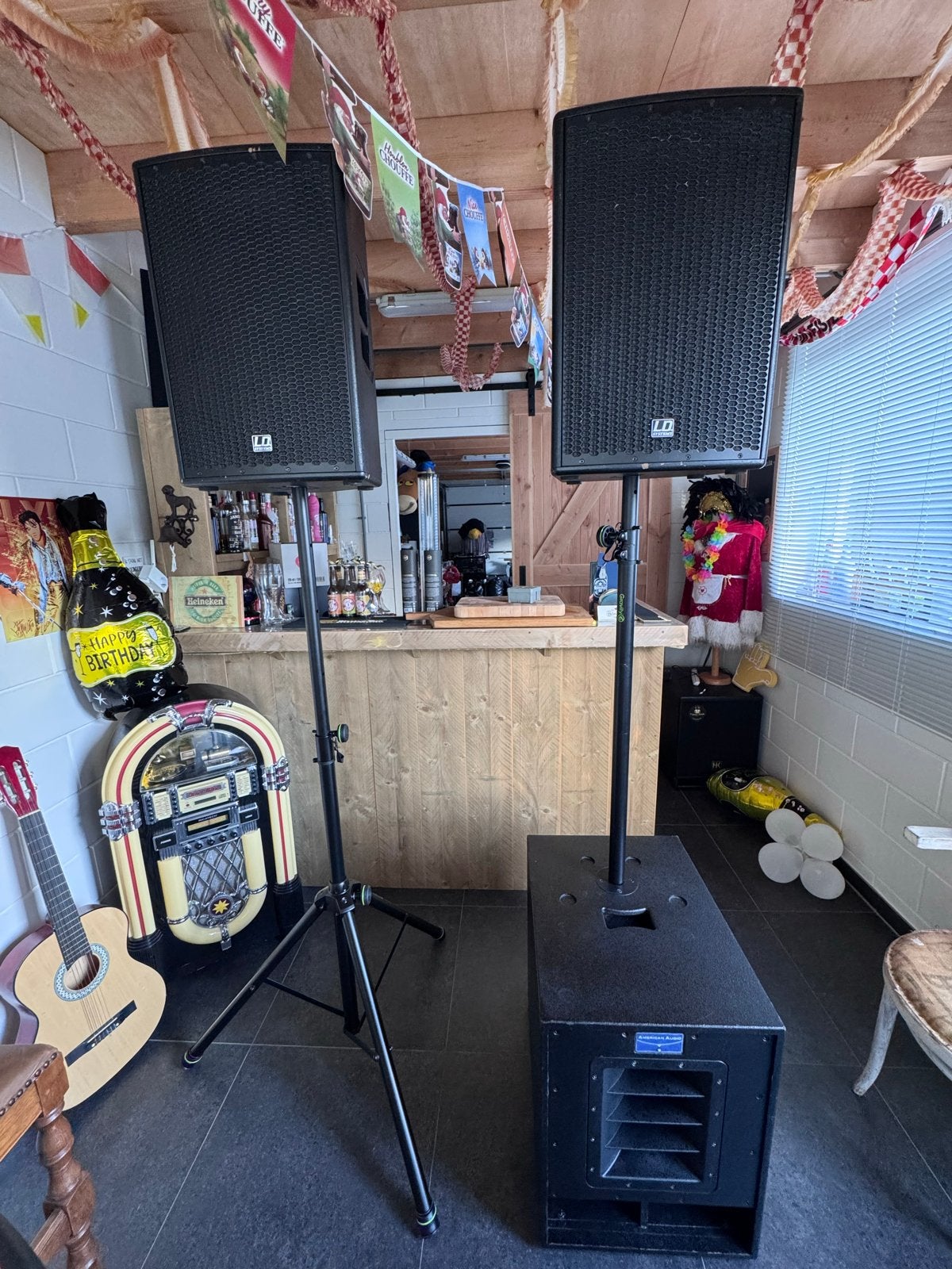 Te koop PA set actief LD Systems en American Audio, Gebruikt, Inclusief kabels, Speakerset, Ophalen