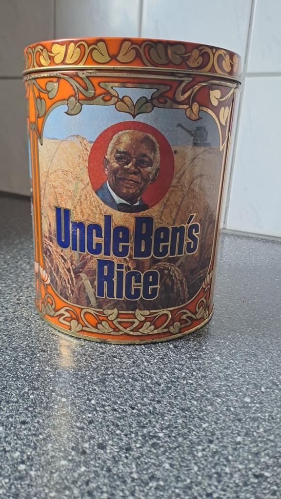Vintage uncle ben's rice blik., Ophalen of Verzenden, Gebruikt, Overige, Overige merken