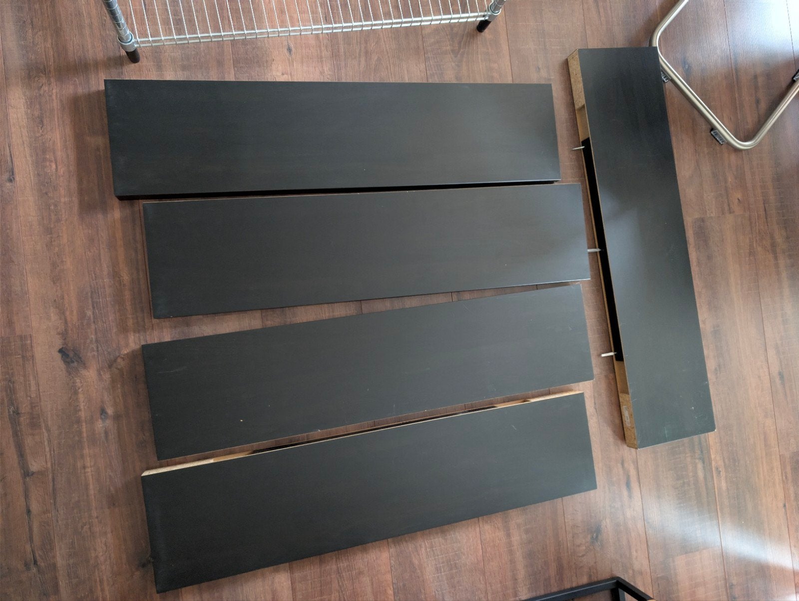 Vijf zwarte zwevende planken Ikea, Ophalen, Gebruikt, Hout