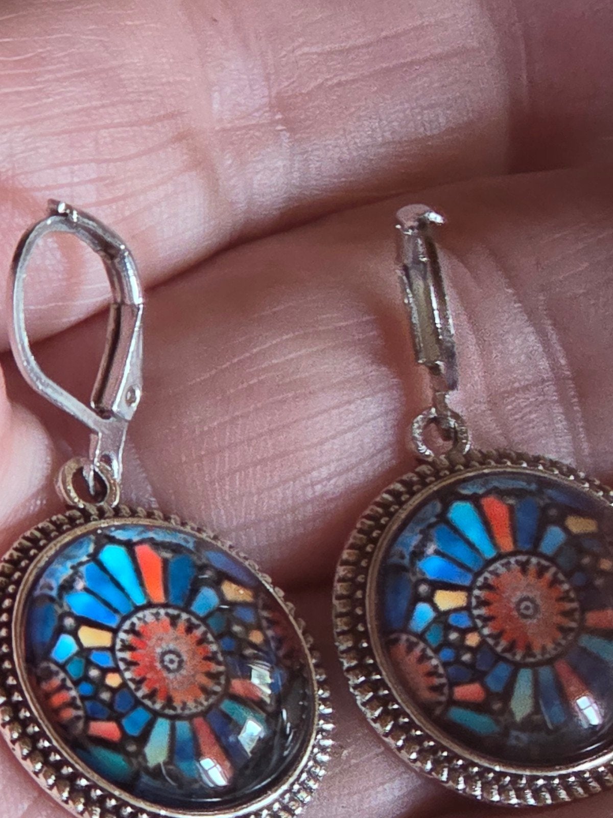 Kleurrijke Glas-in-lood Oorbellen, Sieraden, Tassen en Uiterlijk, Hangers, Overige kleuren, Nieuw, Ophalen of Verzenden