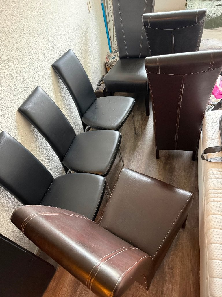 Stoellen, Ophalen, Leren stoelen, Zwart, Zo goed als nieuw