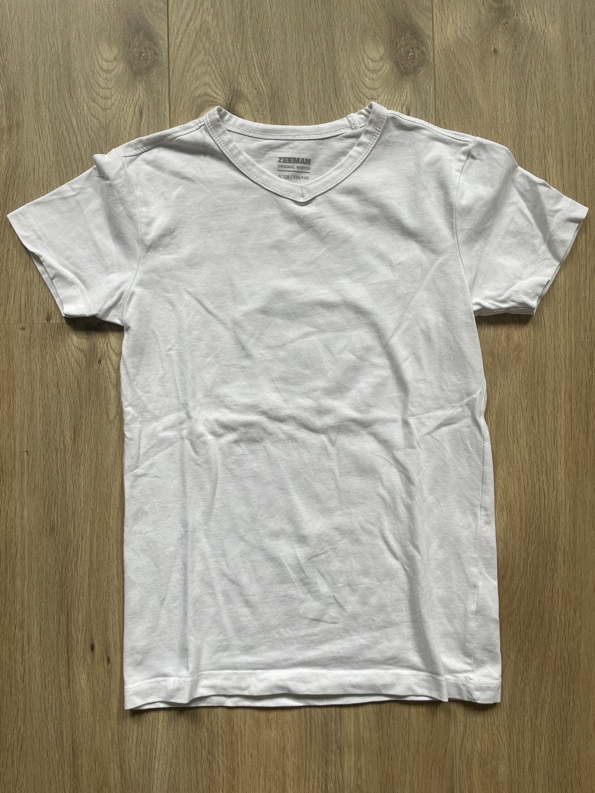 Wit Zeeman V-hals T-shirt - Maat 134/140, Kleding | Heren, T-shirts, Ophalen of Verzenden, Gedragen, Overige maten, Wit