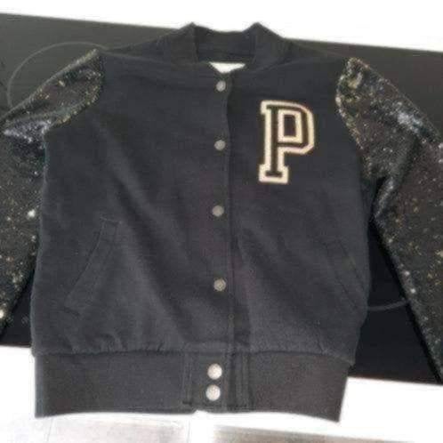 164 vest zwart glitter pink, Verzenden, Zo goed als nieuw, Meisje, Trui of Vest