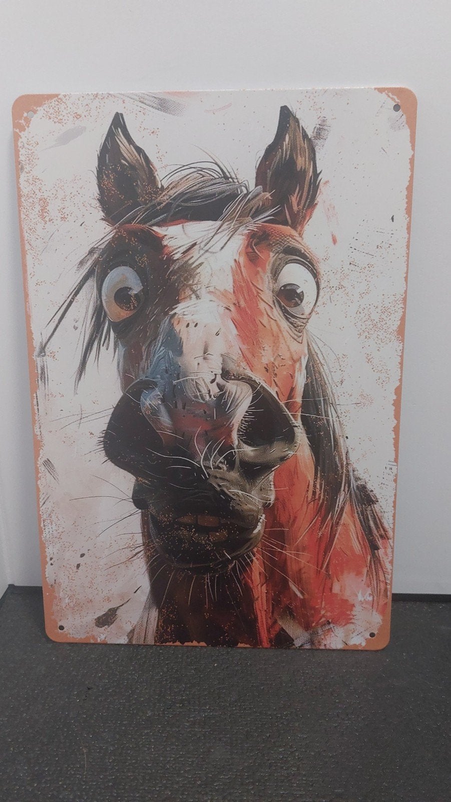 Grappig paard metalen bord - 20x30cm, Minder dan 50 cm, Nieuw, Ophalen of Verzenden, Print
