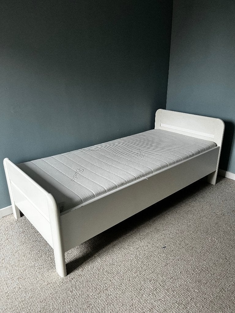 Zwaar stevig bed inclusief bamboematras 20 cm + auping bodem, Ophalen, Gebruikt, 90 cm, Eenpersoons