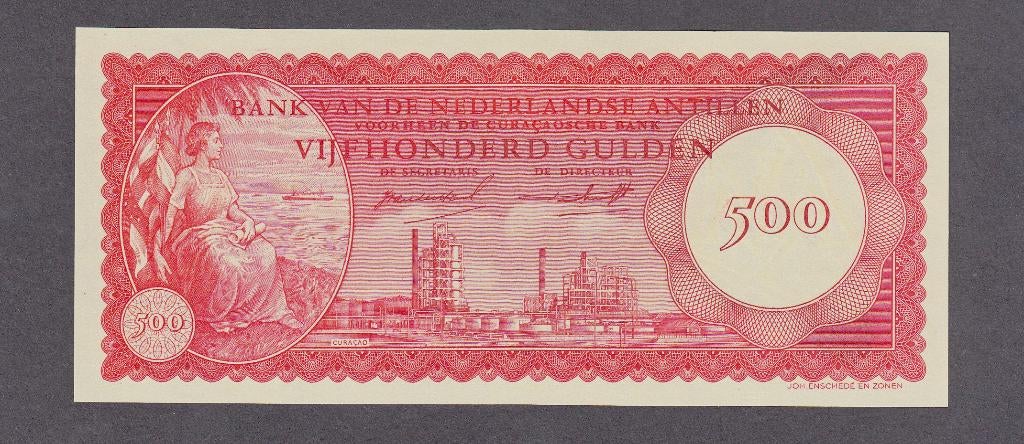 Ned Antillen -500 GULDEN 2.1.1962 UNC serieno. 003408 -P13, Postzegels en Munten, Bankbiljetten | Nederland, Verzenden, 500 gulden