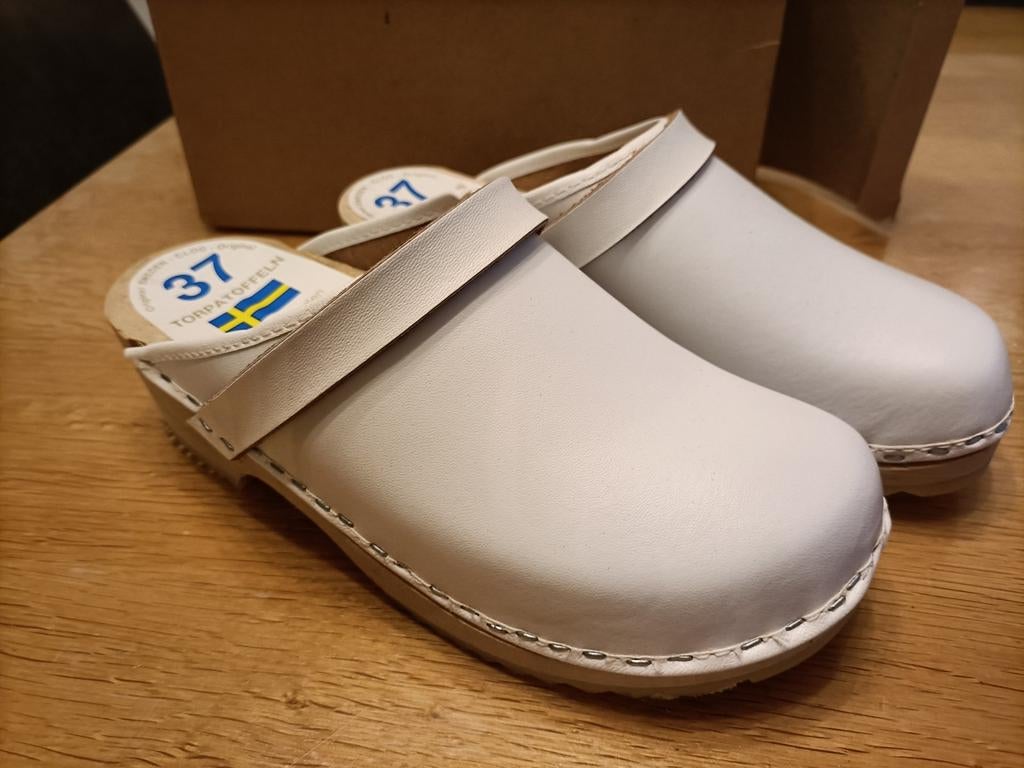 Nieuwe witte lederen klompen, Ophalen, Nieuw, Wit