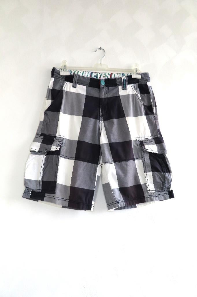Bermuda Geblokt Zwart Wit Mills Brothers mt S (G36), Kleding | Heren, Broeken en Pantalons, Zwart, Ophalen of Verzenden, Zo goed als nieuw