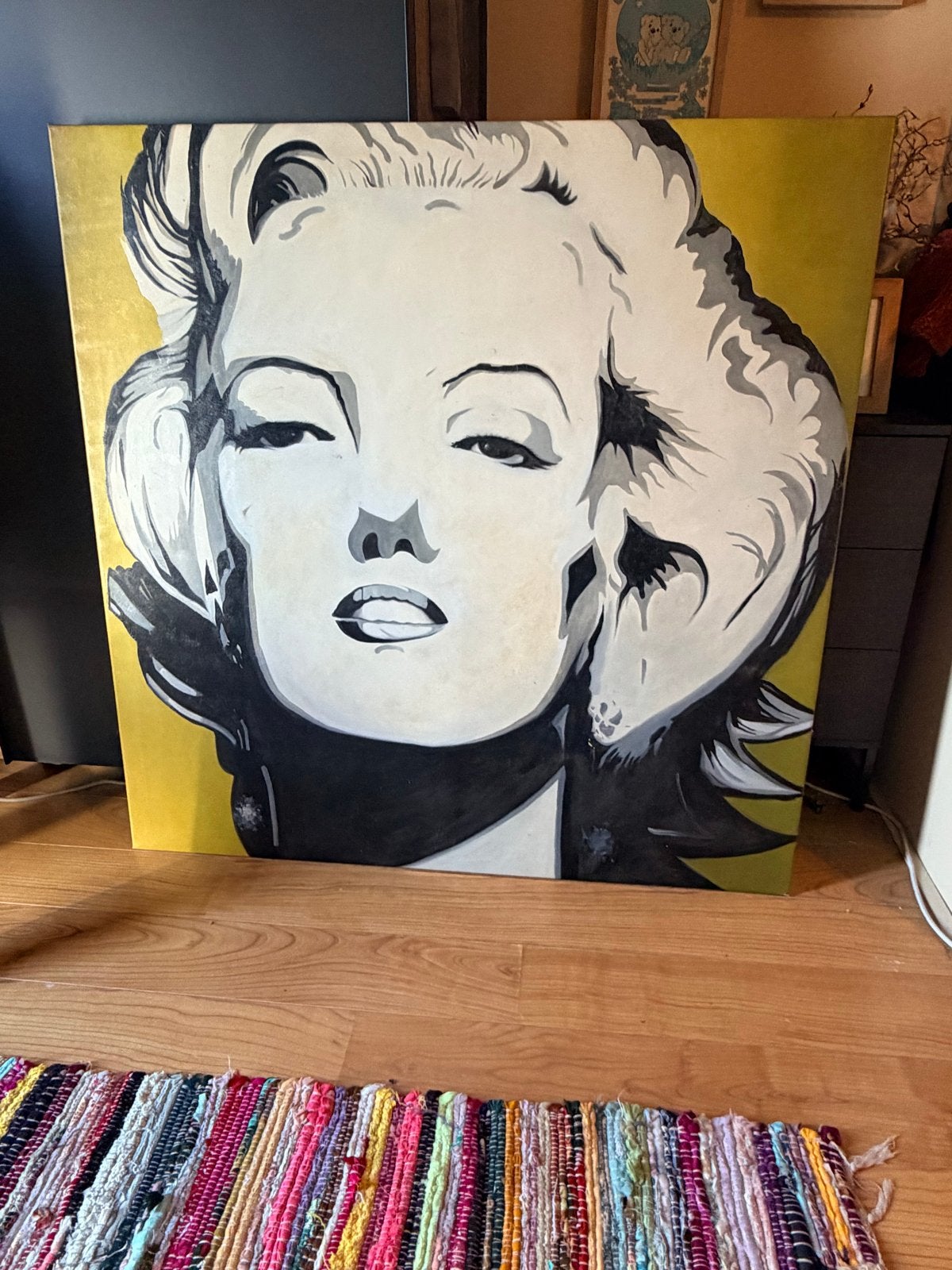 Pop Art Schilderij Marilyn Monroe - Geel/Zwart/Wit, Ophalen, Acrylverf, Op houten frame, Portret