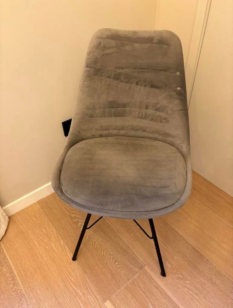 KICK AMSTERDAM - STOEL - GRIJS VELVET - 2 STUKS, Huis en Inrichting, Stoelen, Twee, Ophalen of Verzenden, Zo goed als nieuw, Stof