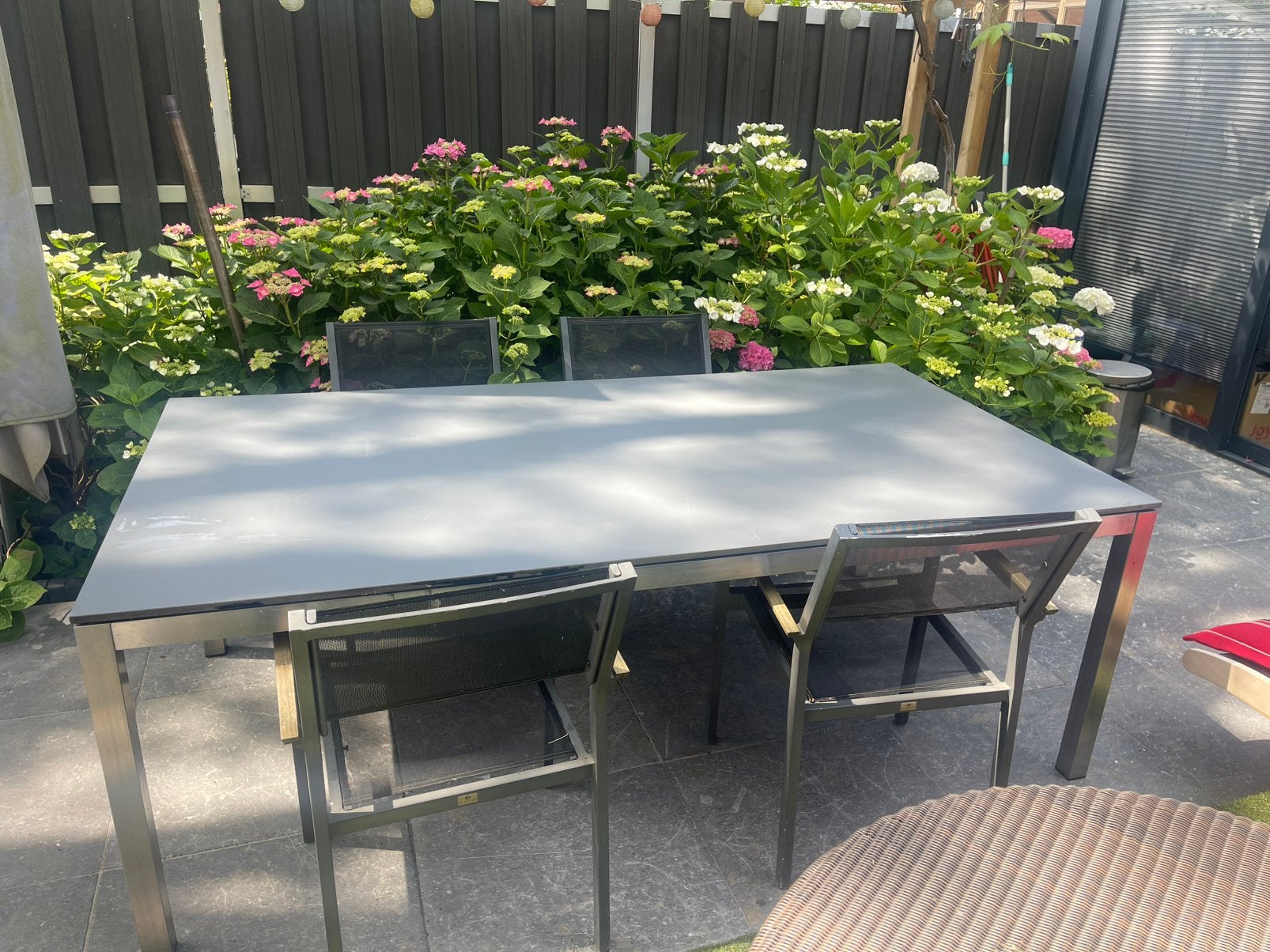 Gloster tafel met 4x stapelbaar stoelen, Ophalen, Gebruikt, Stoel