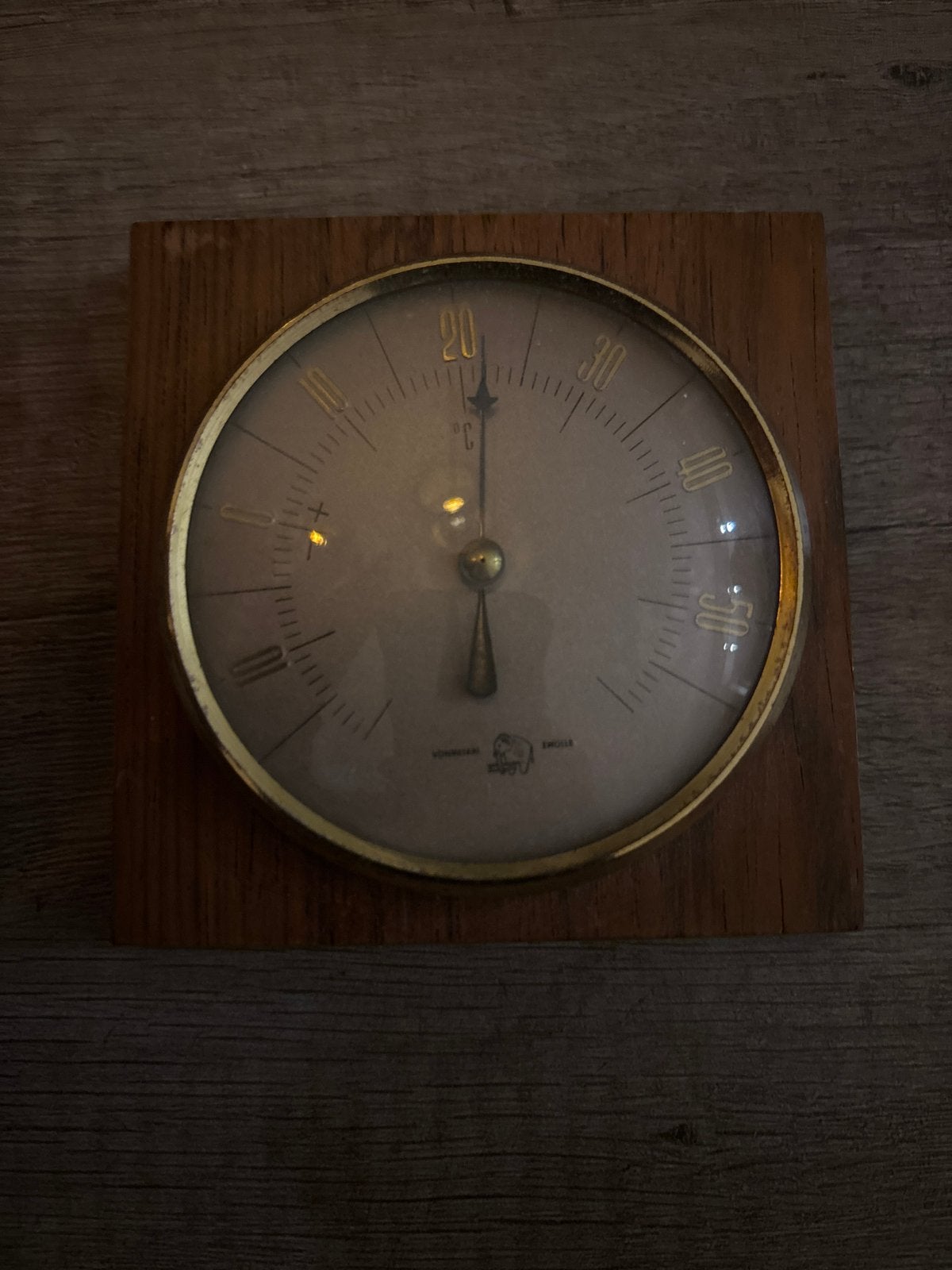 Vintage weerstation met thermometer en barometer, Ophalen of Verzenden, Gebruikt, Weerstation