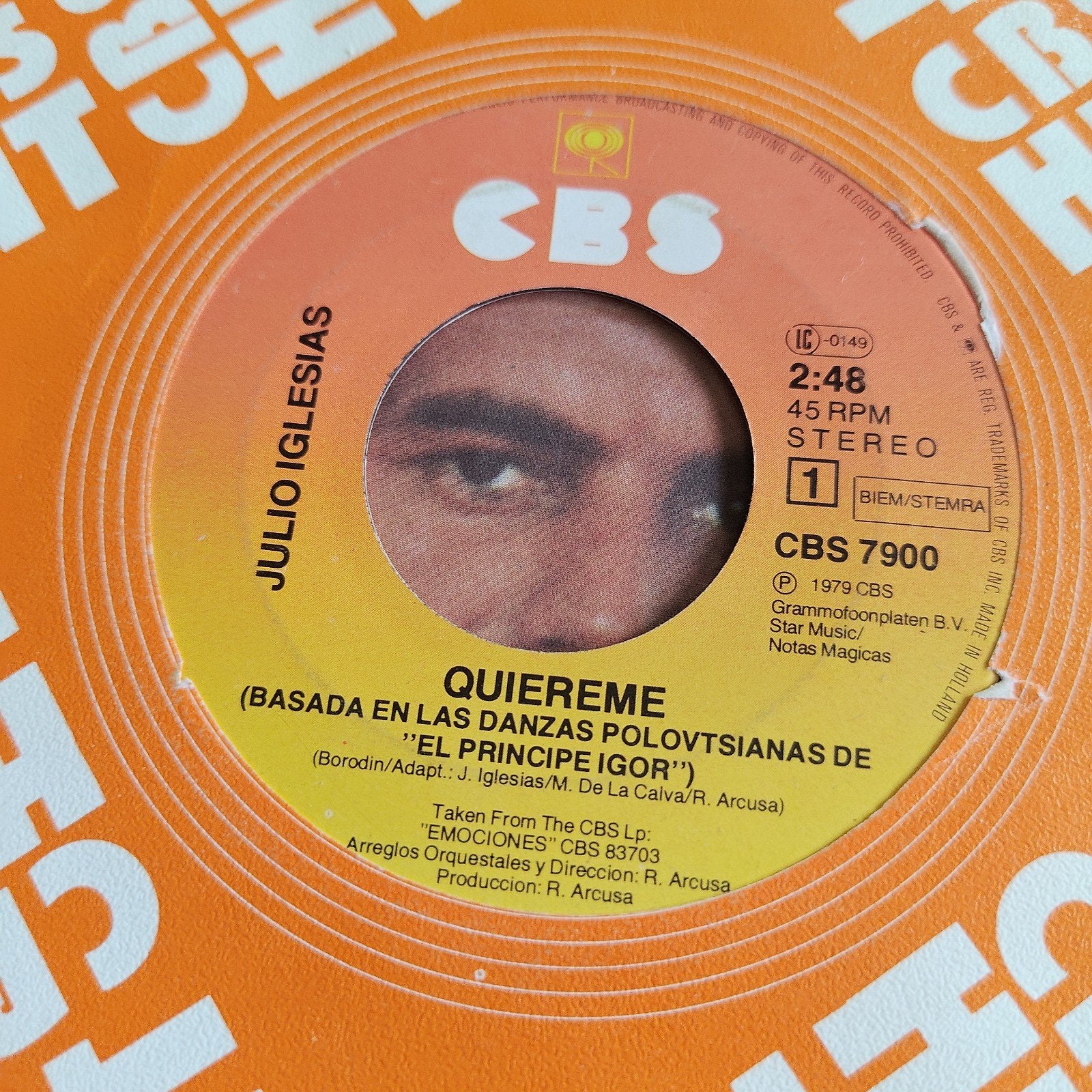Julio Iglesias - Quiereme (Single, 1979), Cd's en Dvd's, Latin en Salsa, Gebruikt, 7 inch, Ophalen of Verzenden