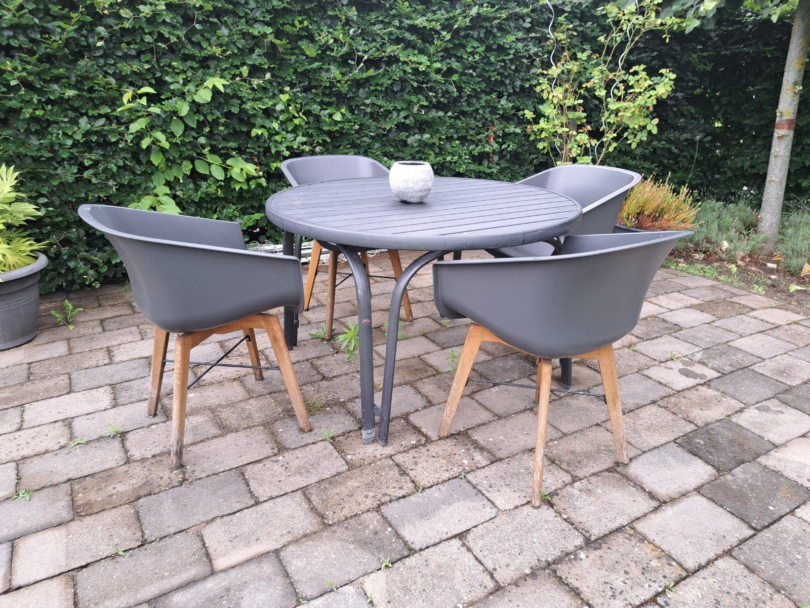 Gratis Tuinset met 4 kuipstoelen, Tuin en Terras, Tuinsets en Loungesets, Ophalen, Gebruikt, Kunststof