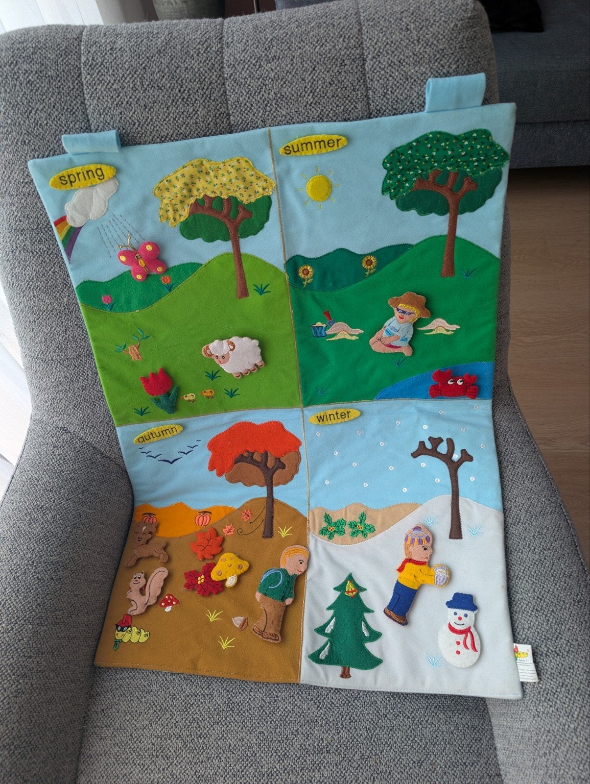 4 seizoenen vilten wandkleed Lente, Zomer, Herfst winter, Ophalen of Verzenden, Gebruikt