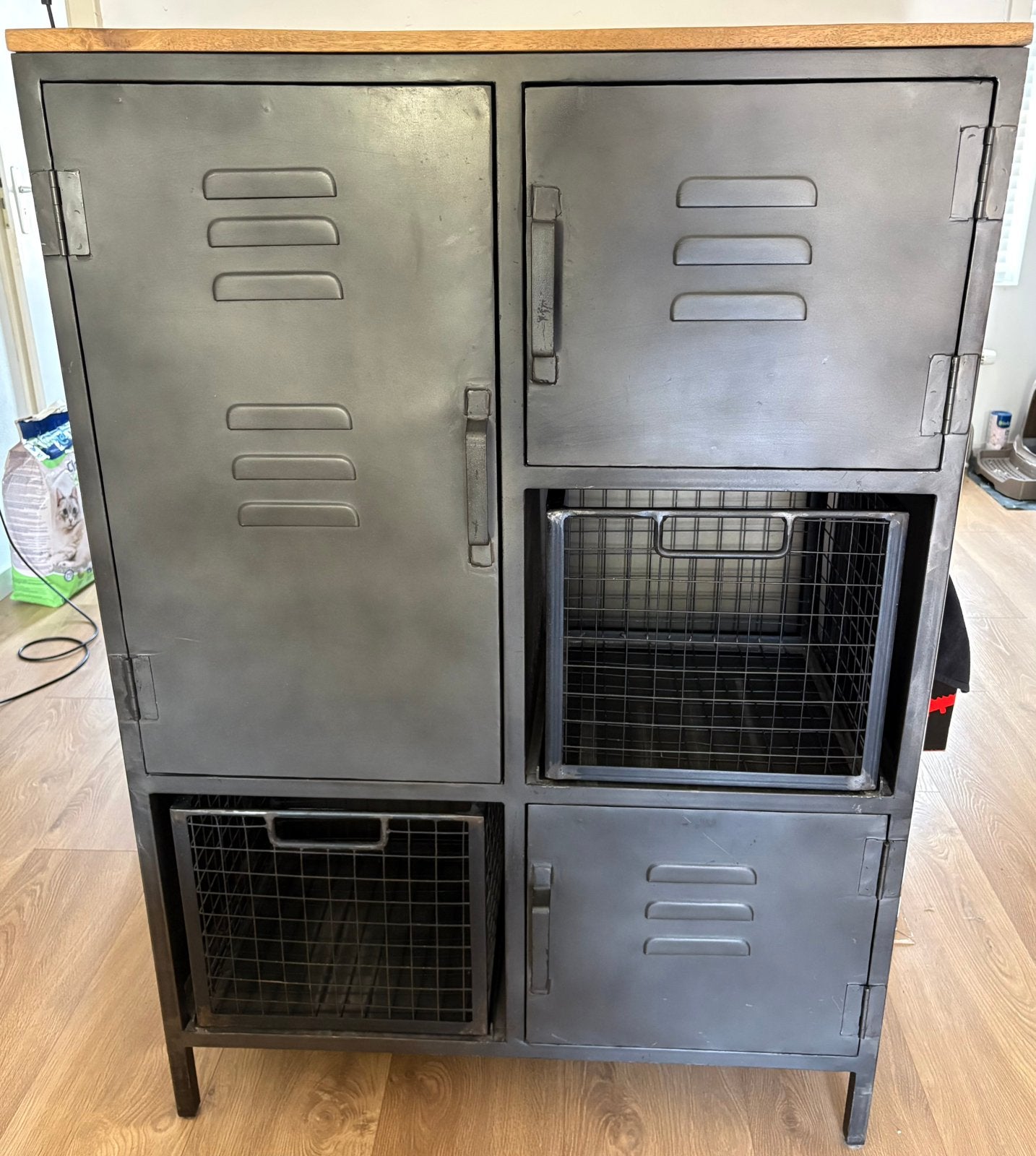 Industriële kast mangohout & metaal –90x40x130 cm, Ophalen, Zo goed als nieuw