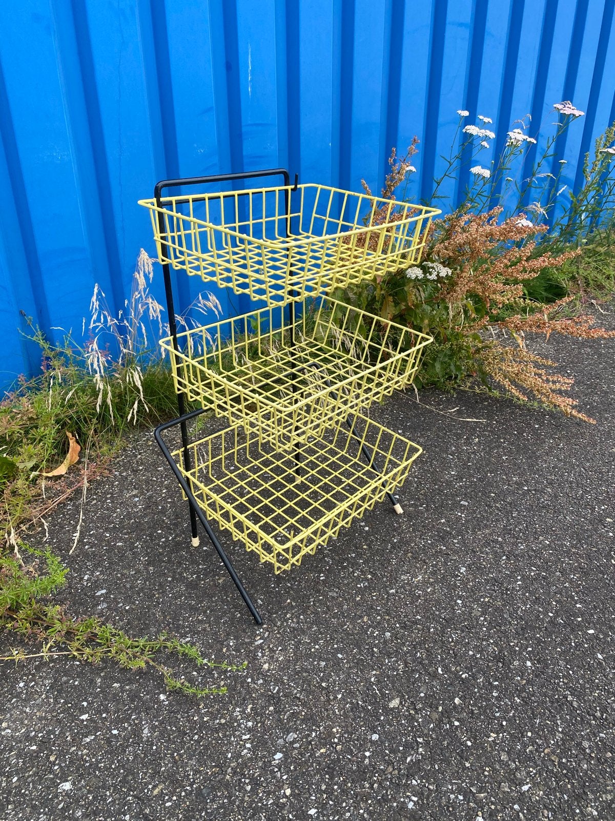 Vintage Tomado Stijl Groente- of Opbergrek met 3 Manden, Ophalen