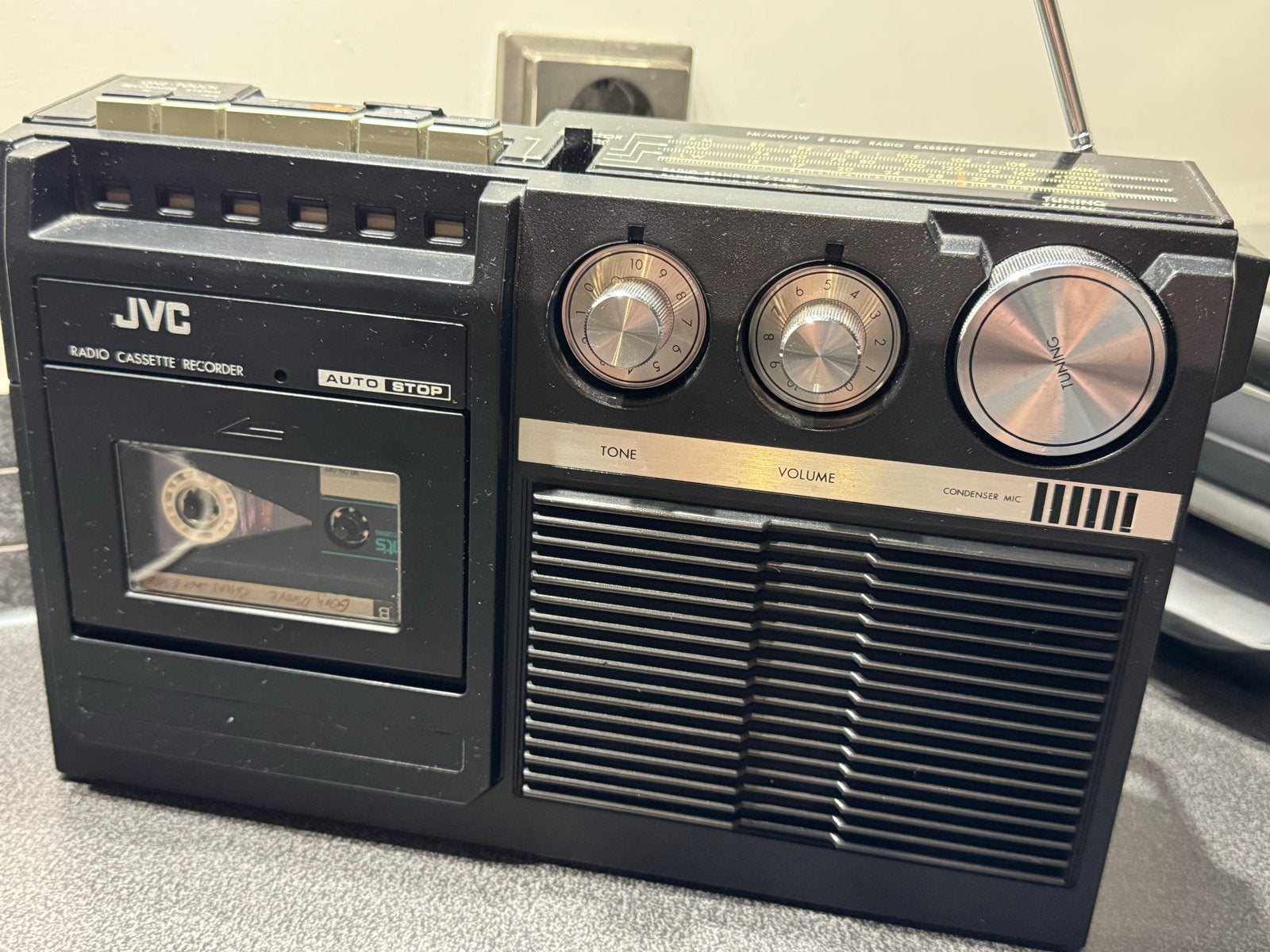 JVC Radio Cassette Recorder RC-221LB - Vintage Boombox, Ophalen, Zo goed als nieuw, Radio