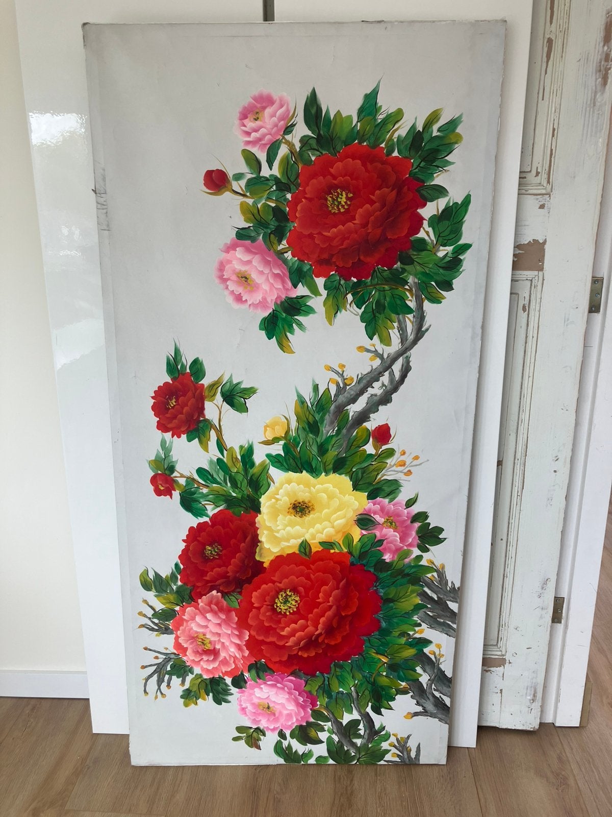 Prachtig groot schilderij met felgekleurde bloemen 170x90cm, Huis en Inrichting, Ophalen, Zo goed als nieuw, Schilderij