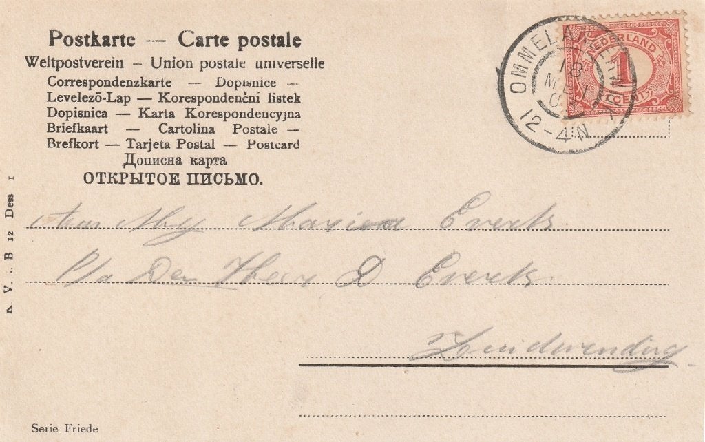 grootrond ommelanderwijk op ansicht naar zuidwending grn, Ophalen of Verzenden, Voor 1920, Gelopen, Groningen