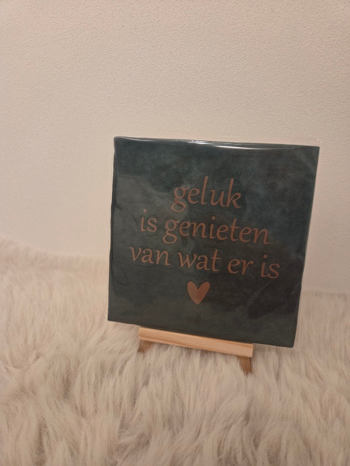 Tegeltje met inspirerende tekst: Geluk is genieten, Ophalen of Verzenden