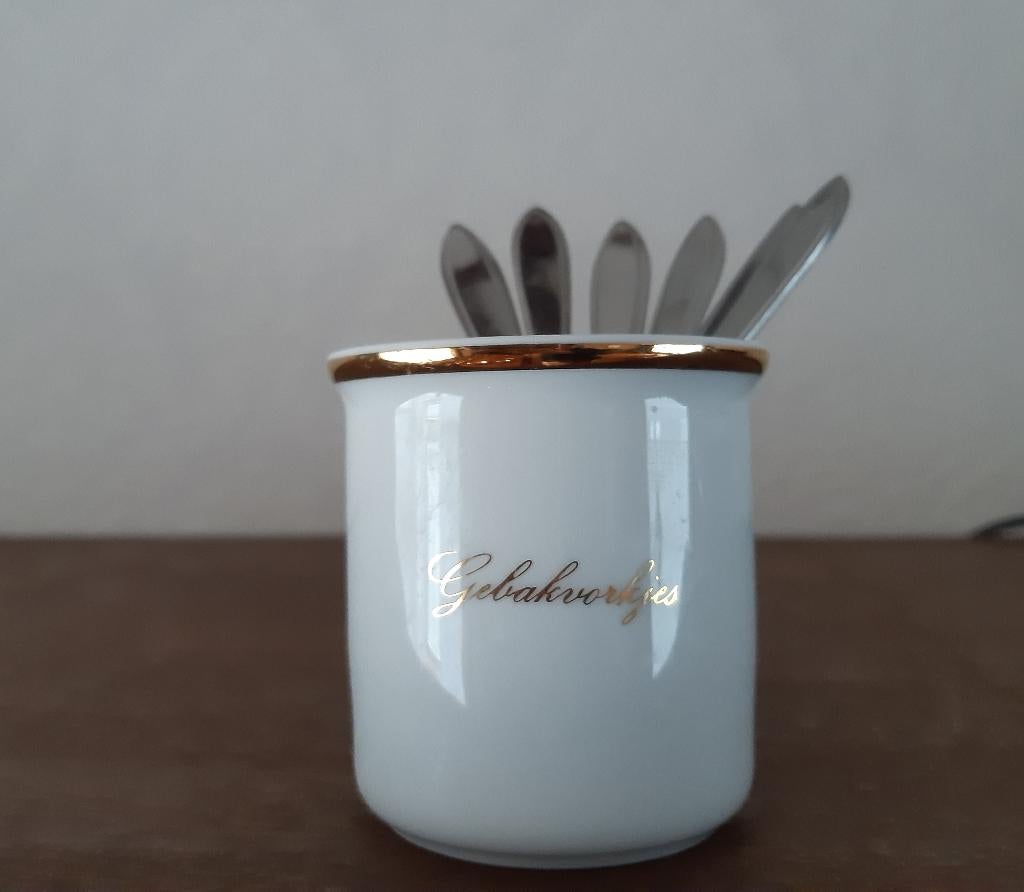 Vaasje voor gebaksvorkjes, vintage, Ophalen
