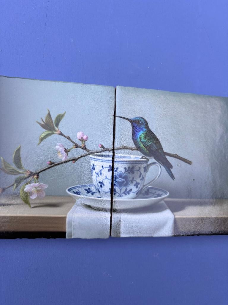 Tegels Colibri & Bloesem, Eigen ontwerp, Verzenden, 20 cm, Steen/keramiek