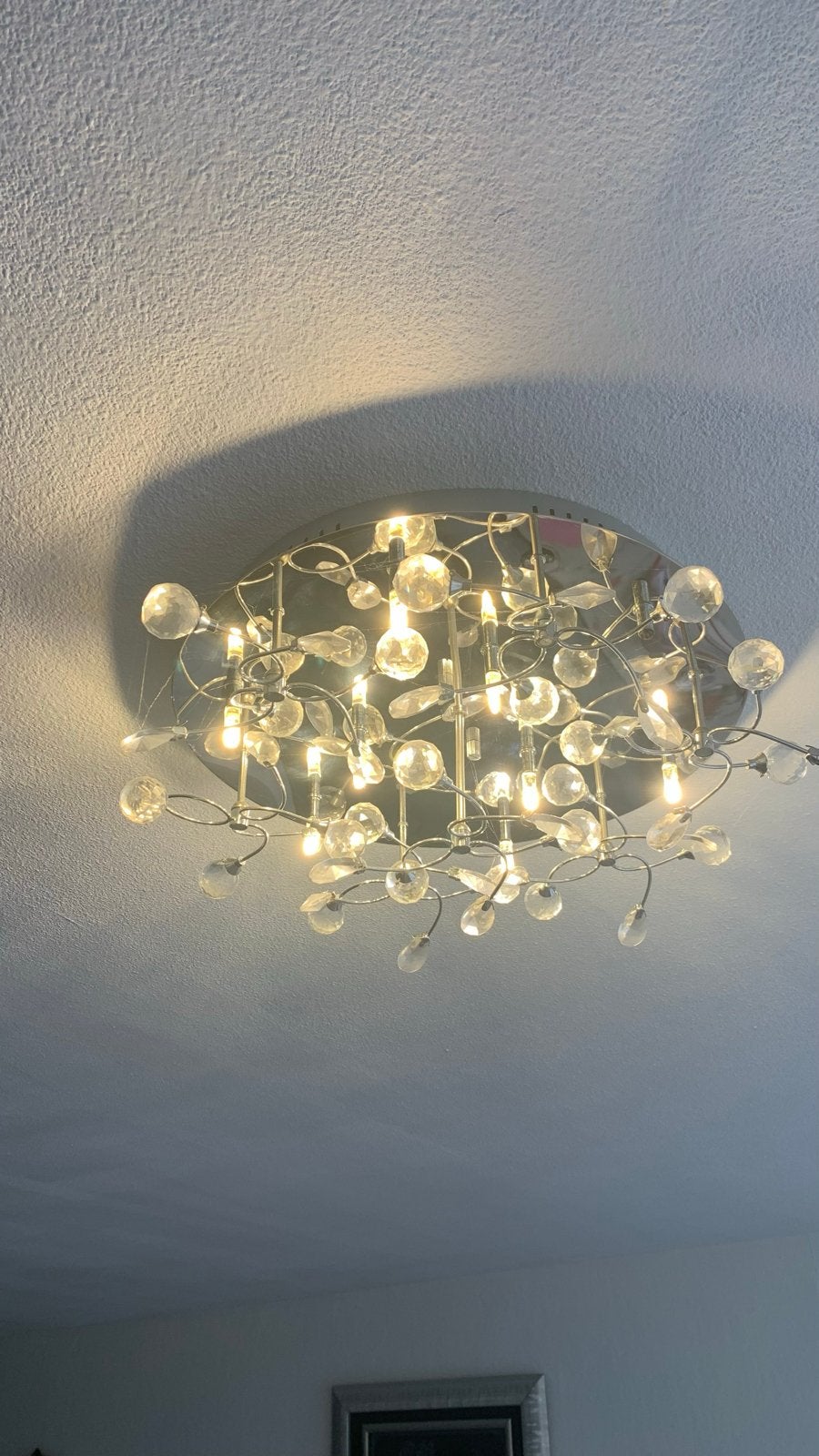 Moderne plafondlamp met kristallen, Huis en Inrichting, Ophalen, 50 tot 100 cm, Minder dan 25 cm, Minder dan 100 cm