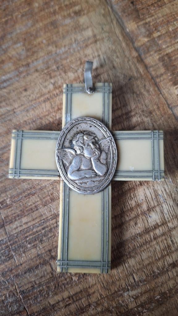 Antieke wieghanger met afb. Engeltje,  zie foto's, Ophalen of Verzenden