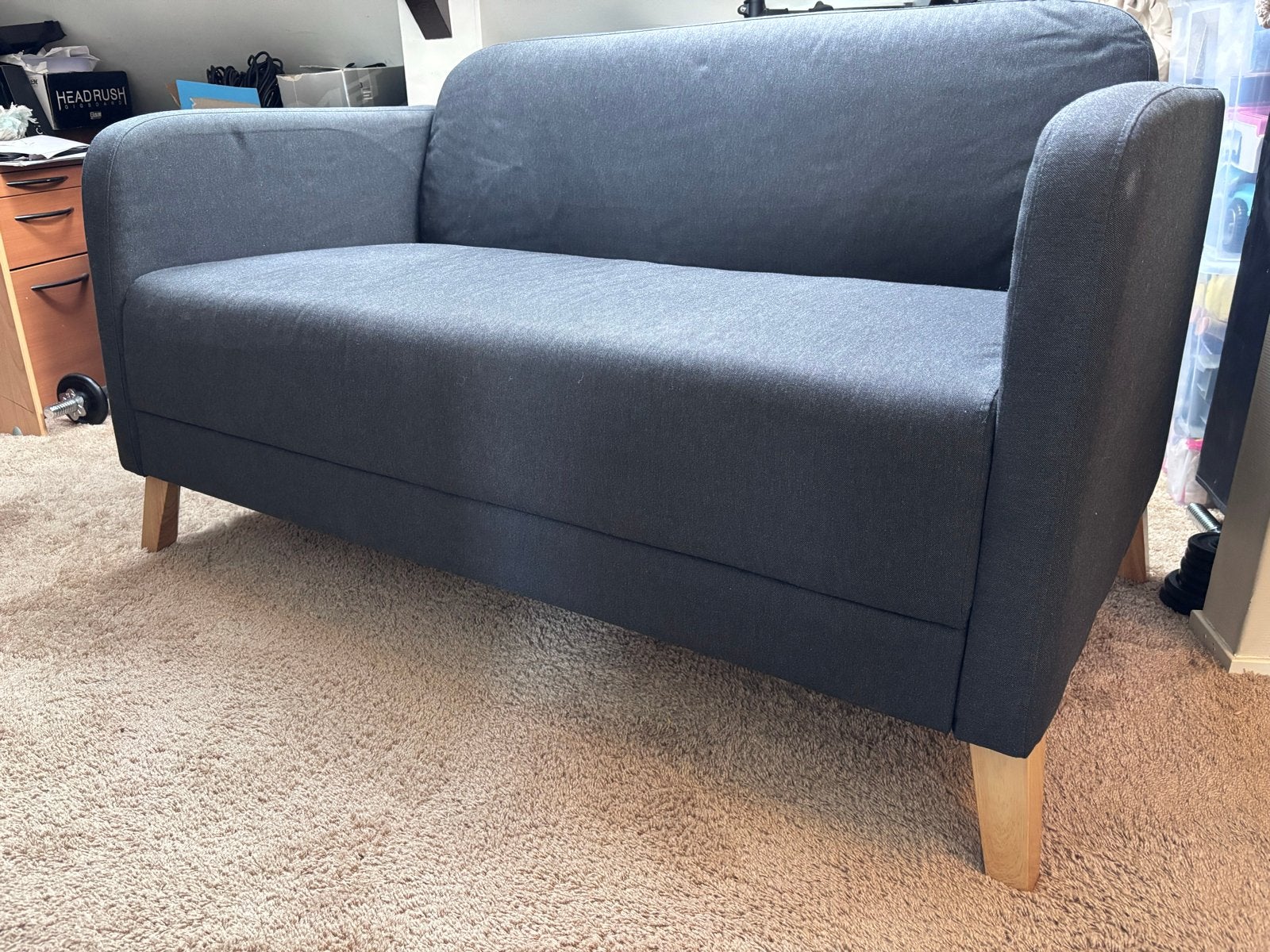 IKEA Linanas 2-zits bankje donkergrijs, Ophalen, Tweepersoons, 75 tot 100 cm, Zo goed als nieuw