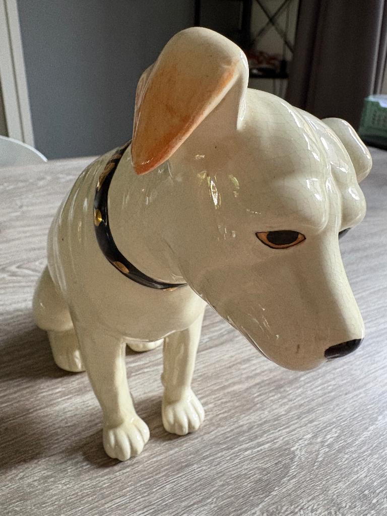 Te koop: Vintage keramische hond beeldje 21,5 cm, Antiek en Kunst, Antiek | Keramiek en Aardewerk, Ophalen