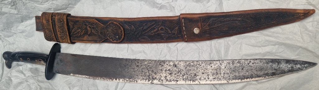 Tribal Art Sword - Machete & Leather scabbard for Collectors, Ophalen of Verzenden