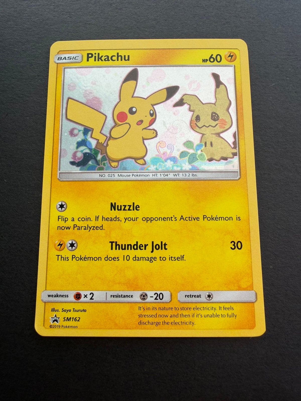 Pikachu SM162 promo, Hobby en Vrije tijd, Verzamelkaartspellen | Pokémon, Ophalen of Verzenden, Zo goed als nieuw, Losse kaart