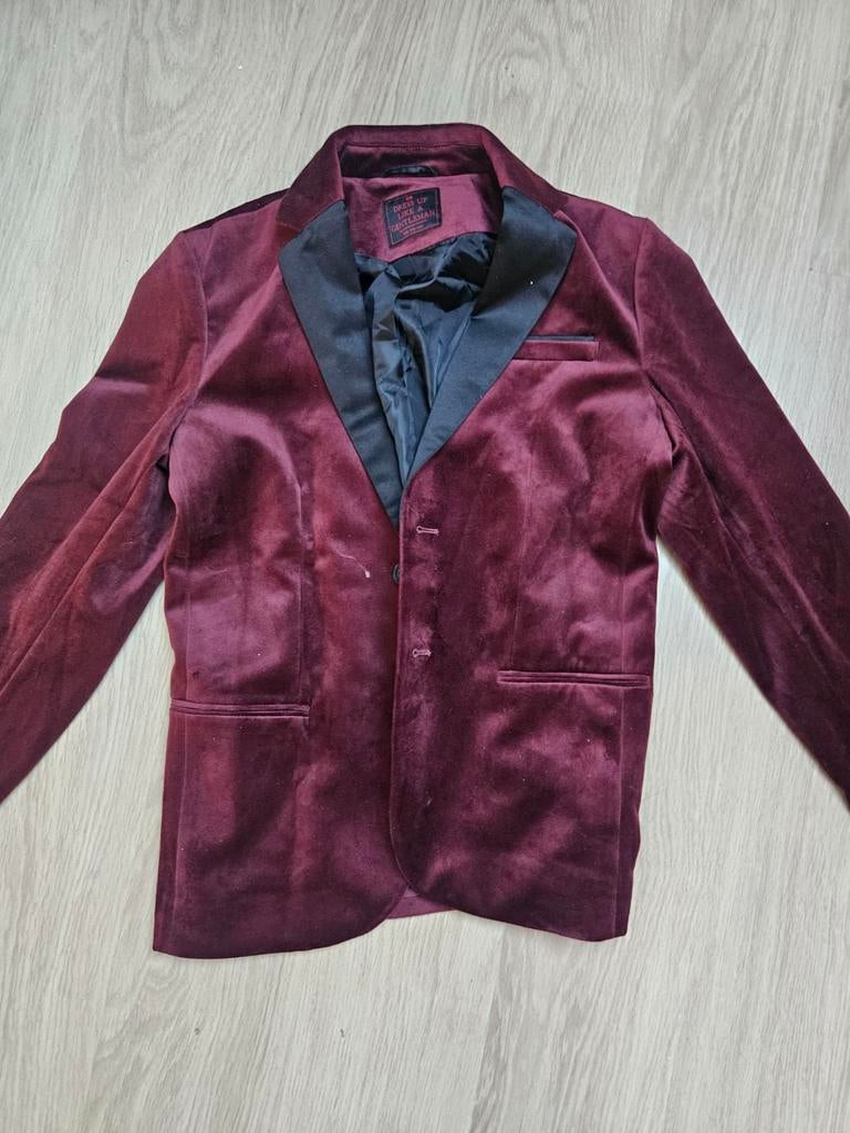 Bordeauxrood fluwelen colbert - Dress Up Like a Gentleman, Kleding | Heren, Kostuums en Colberts, Ophalen of Verzenden, Zo goed als nieuw