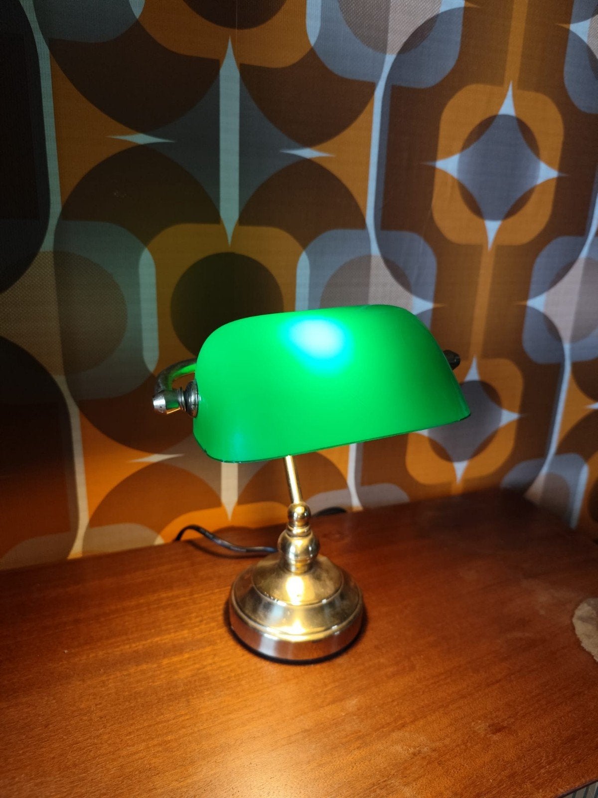 Vintage Bankierslamp bureaulamp met Groene Kap - 24 cm Hoog, Ophalen of Verzenden
