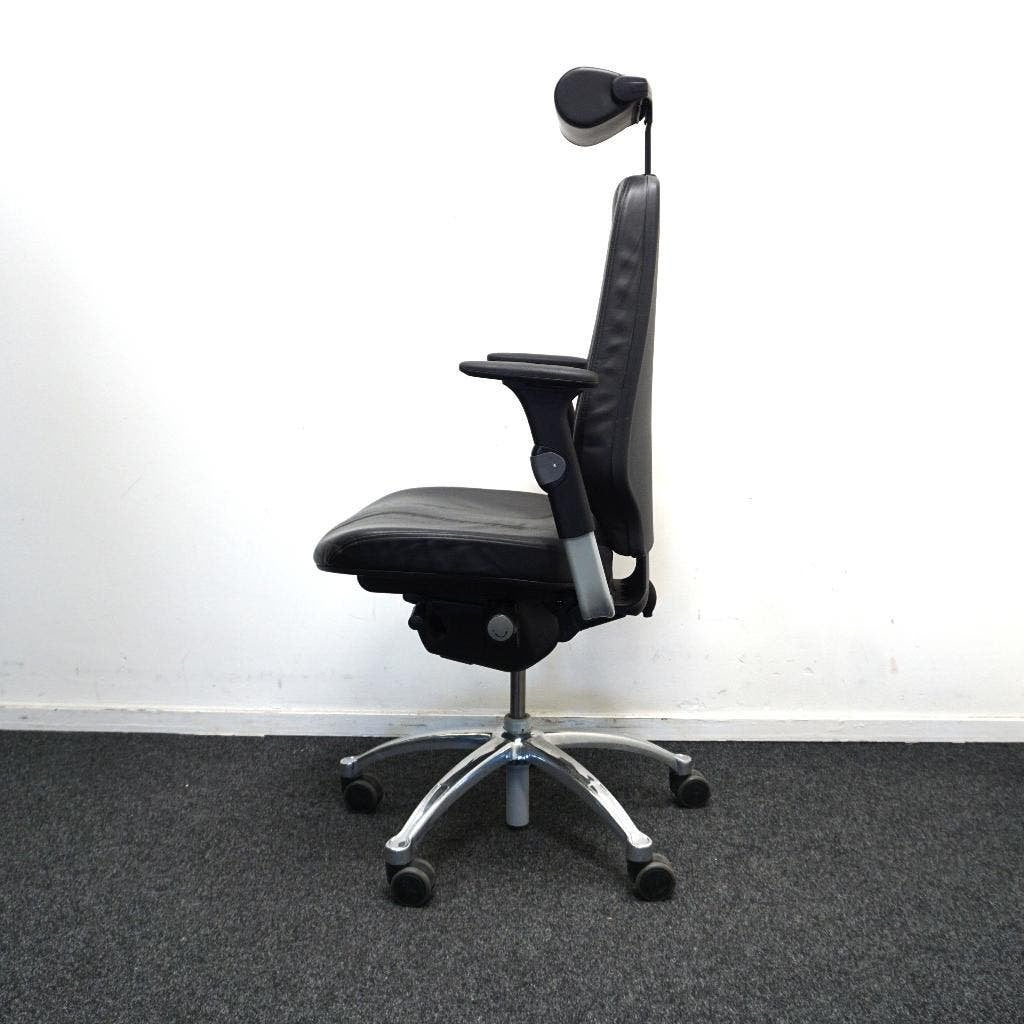 RH Logic 400 Bureaustoelen | Zwart Leer | Hoofdsteun, Gebruikt, ., Zwart, Ophalen of Verzenden