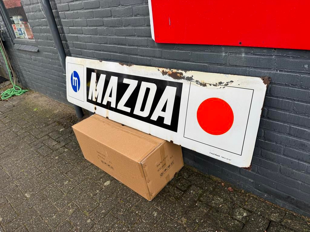 Vintage Mazda Emaille Reclamebord - Uniek Verzamelobject, Verzamelen, Merken en Reclamevoorwerpen, Ophalen, Reclamebord, Gebruikt