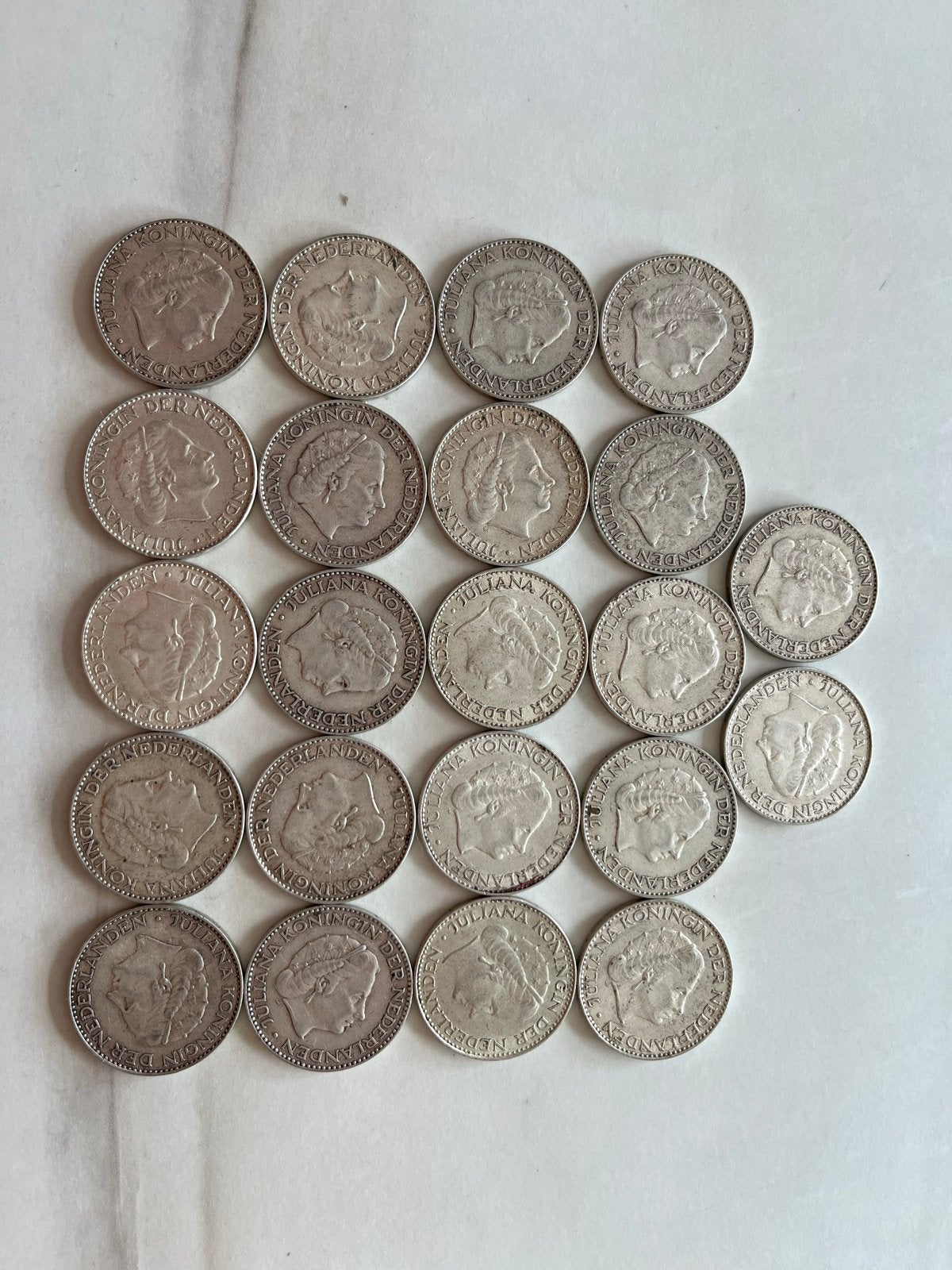 22 zilveren guldens Koningin Juliana, 1 gulden, Koningin Juliana, Setje, Zilver