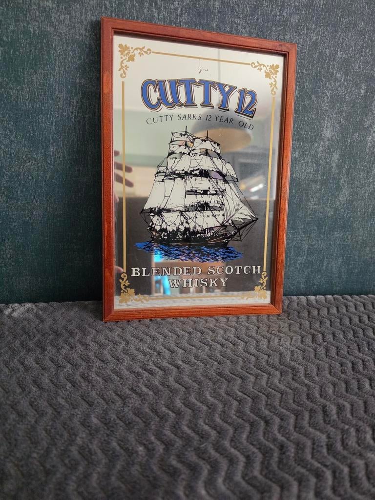 Vintage Cutty Sark  Oude Whisky Spiegel, Ophalen of Verzenden, Rechthoekig, Minder dan 50 cm, Minder dan 100 cm