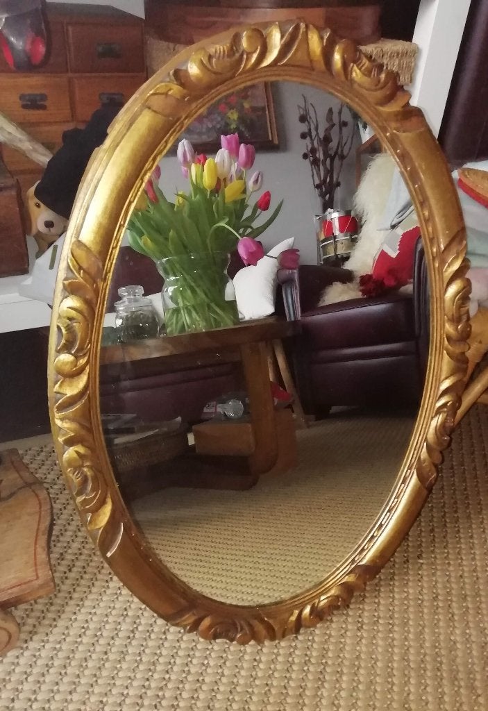Oude gouden barok rococo spiegel, Antiek en Kunst, Curiosa en Brocante, Ophalen