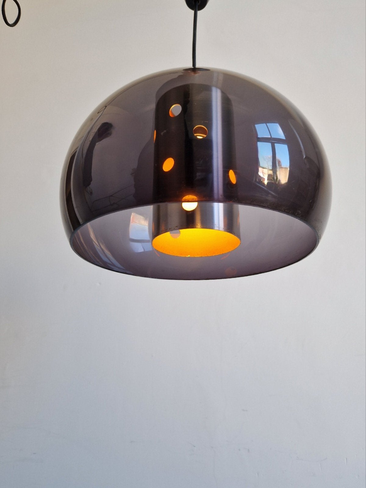Vintage mushroom hanglamp Herda space age design, Ophalen of Verzenden