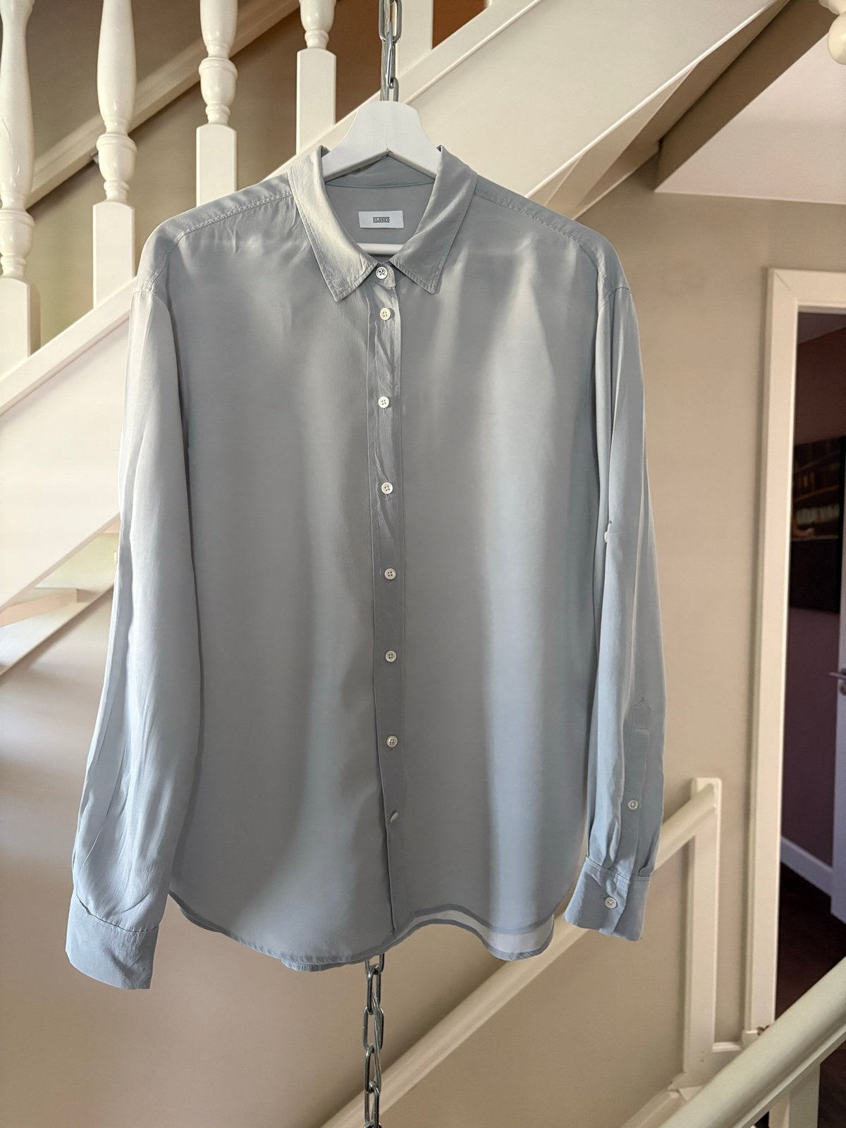 Blouse lichtblauw oversized 100% zijde merk Closed maat S, Ophalen of Verzenden, Gedragen, Maat 36 (S), Blauw