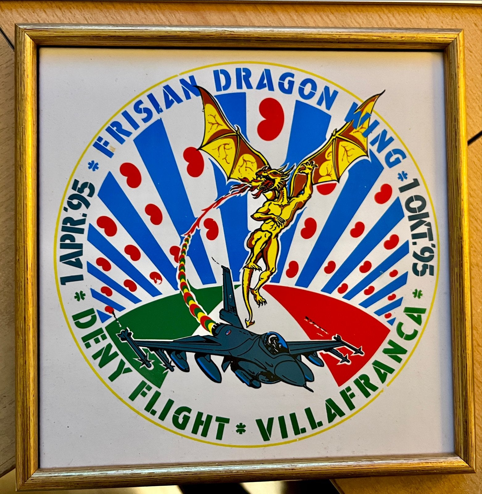 Herinneringstegel Villafranca Frisian Dragon Wing, Verzamelen, Ophalen of Verzenden, Luchtmacht, Nederland, Embleem of Badge