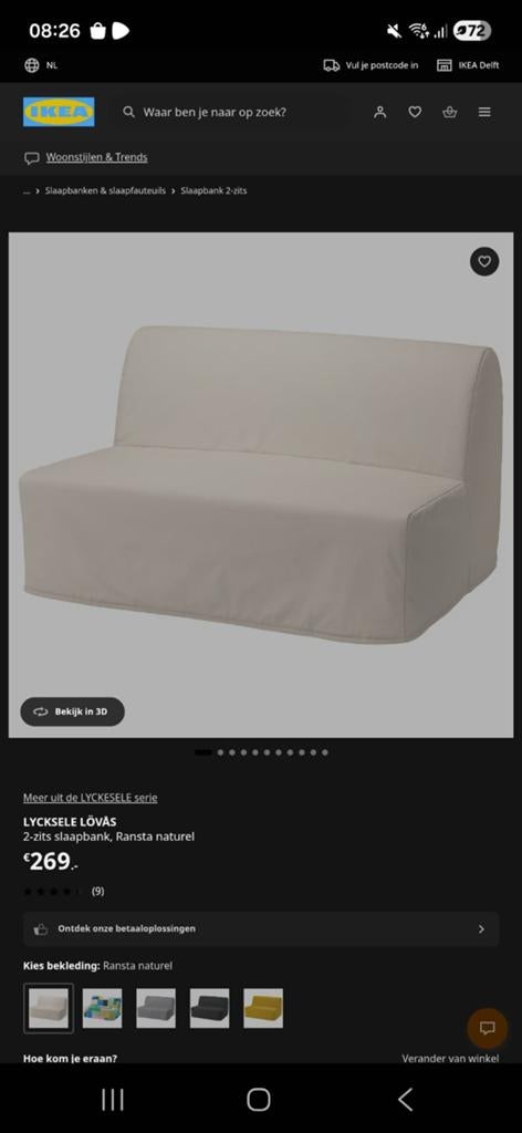 IKEA LYCKSELE LÖVÅS 2-zits slaapbank, Ransta naturel, Huis en Inrichting, Slaapkamer | Slaapbanken, Ophalen, Beige, Tweepersoons