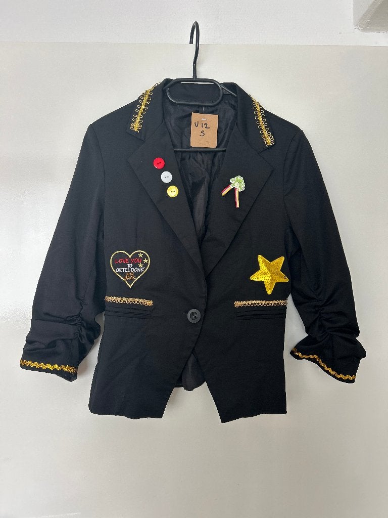 Oeteldonk dames jasje - Maat S, Carnaval, Ophalen of Verzenden, Zo goed als nieuw, Kleding