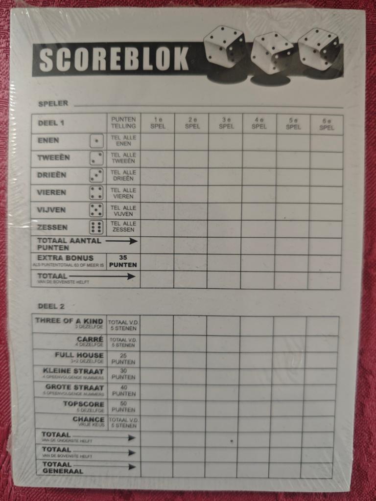 Yahtzee scoreblok kan zsm weg!, Ophalen of Verzenden