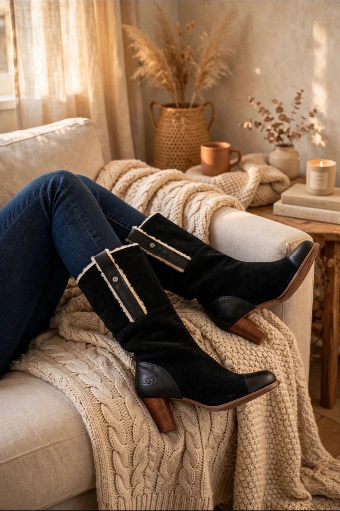 uggs zwarte vintage laarzen Mt 37, Hoge laarzen, UGG, Verzenden, Zwart